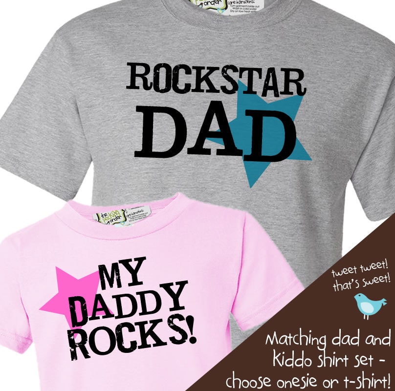 Matching rockstar dad Tshirt my daddy rocks son or daughter Tshirt or onesie matching gift set