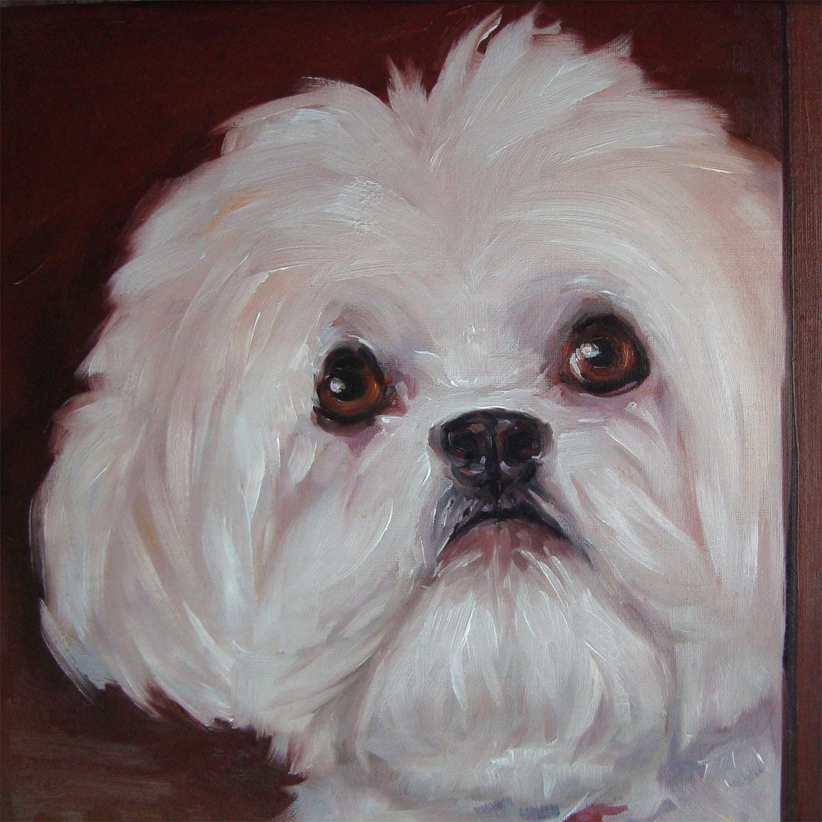 Pearl of a Girl, custom Pet Portrait Oil Painting, 8x10"