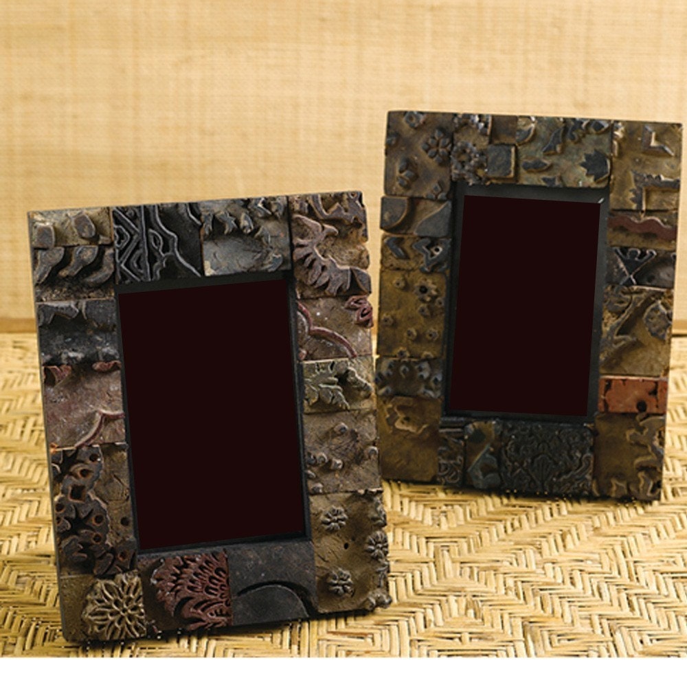 Vintage Indian Batik Block Picture Frame