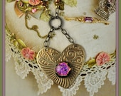 Etched Metalwork, Dichroic Glass Heart Necklace