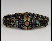 Dichroic Glass Beadwork, Beadwoven, Beaded Bracelet