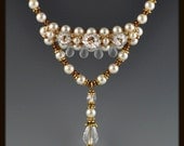Beadwoven, Beaded, Beadwork, Crystal and Pearl Bridal Necklace