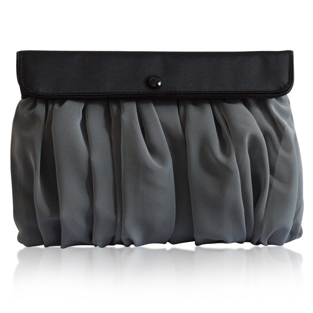 Grey and black chiffon Scout clutch