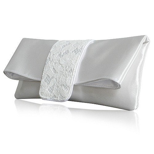 Ivory satin and lace Lexie bridal clutch