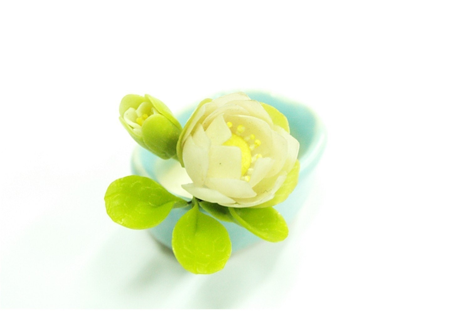 Mini Bouquet, Soft Lotus Handmade Flowers, not including ceramic pot