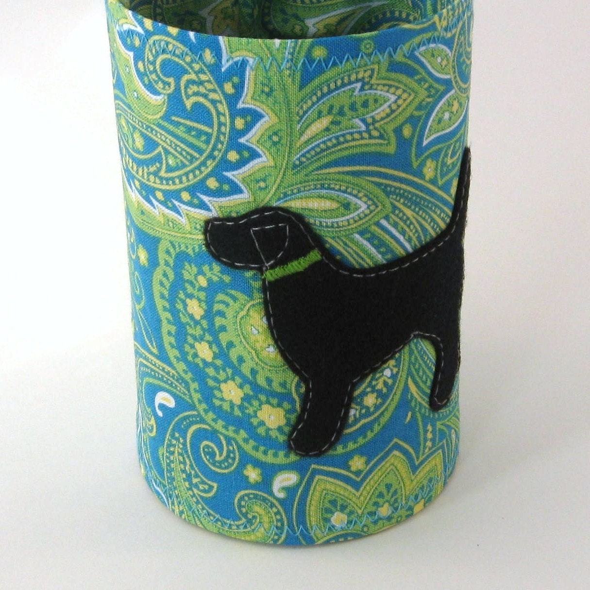Teal Paisley Blue Pup Cup with Black Lab