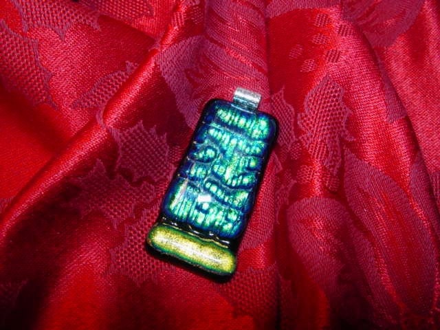 Beautiful OOAK dichroic fused glass waterfall pendant