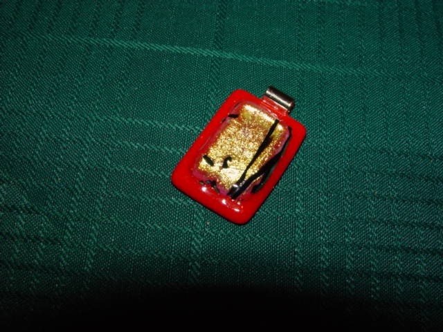 Red, Black and Gold OOAK Dichroic Pendant