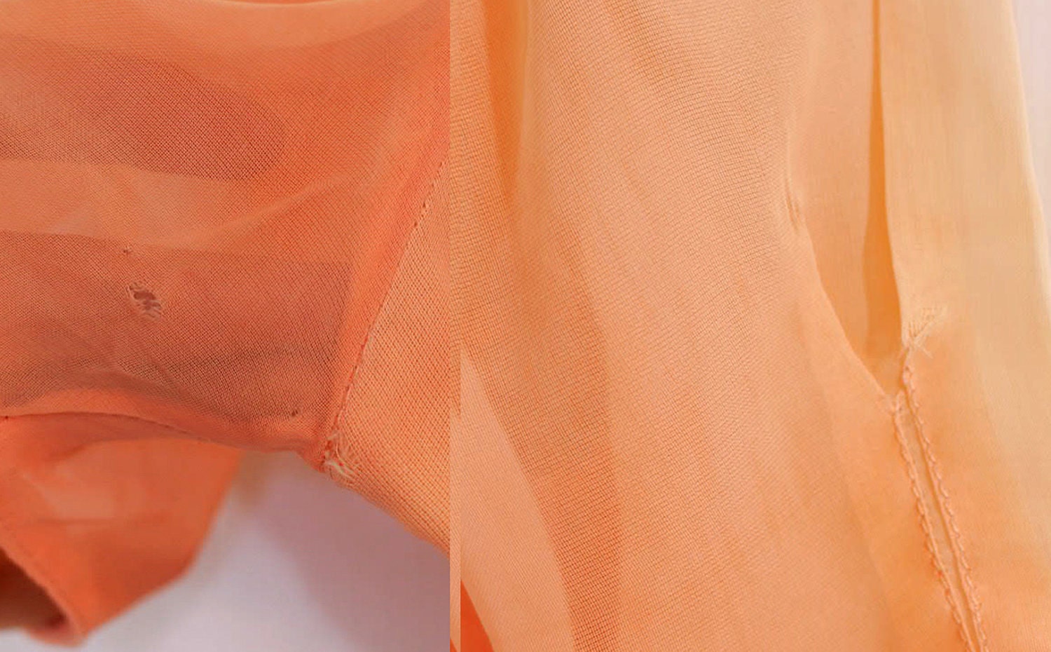 SALE / 30s Peach Gown / Multi Color Flower Appliques / Free Shipping