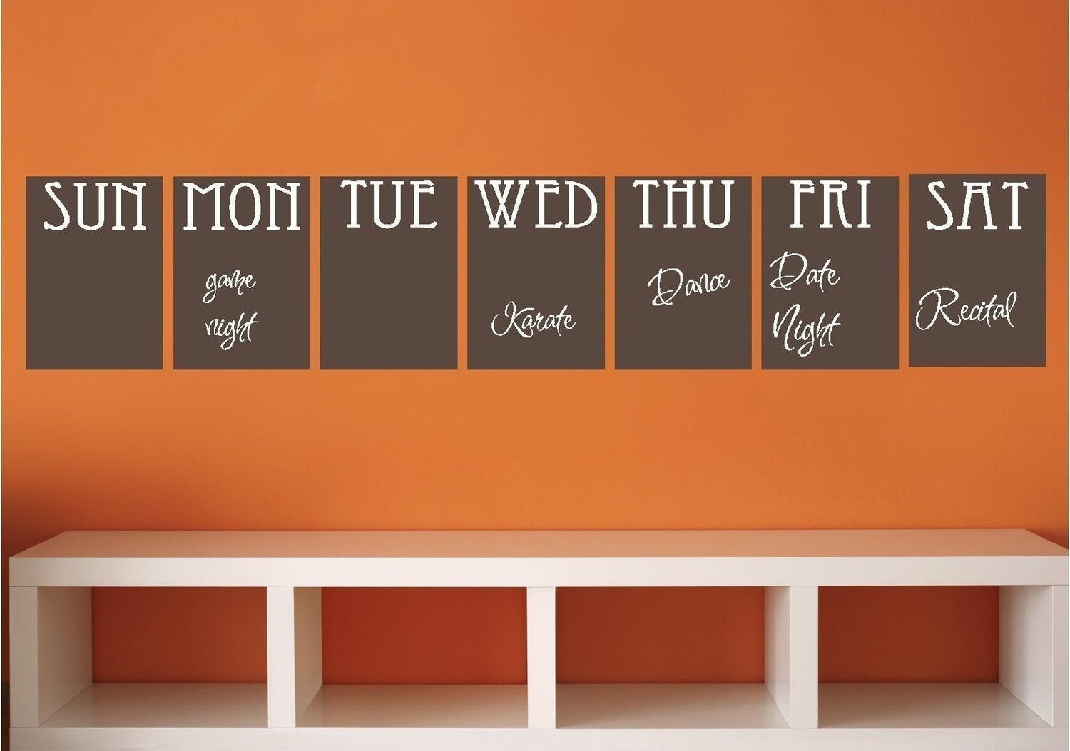 Chalk Board Set Organization Daily Week Vinyl Decor Wall Lettering Words Quotes Decals Art Custom Willow Creek Signs