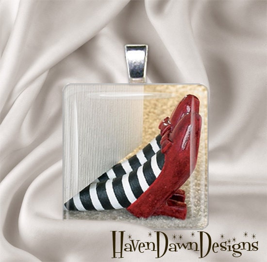 Wicked Witch of the East Glass Tile Pendant Charm