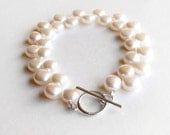 Freshwater Button Pearl Bracelet - Sterling Silver - Toggle