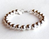 Tiffany Inspired Sterling Silver Bead Bracelet - 8mm - Everyday Wear - Sterling Ball Bracelet