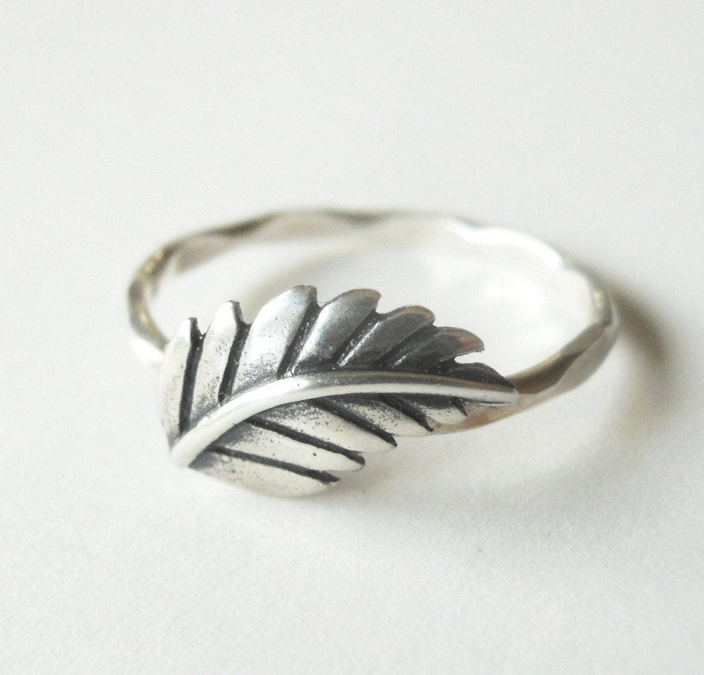Fern Leaf Stacker Ring - Sterling Silver