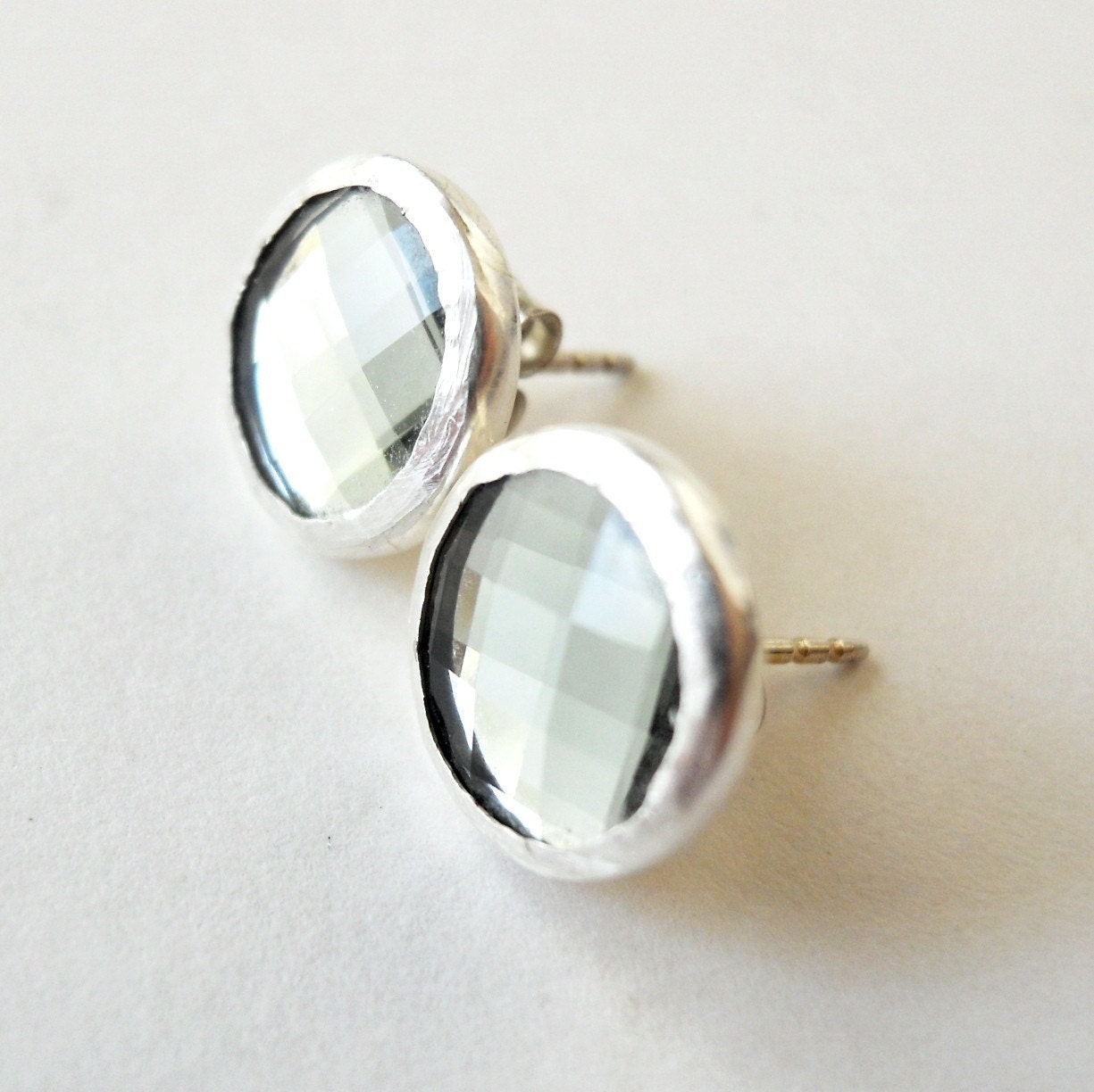 Bezel Set Swarovski Stud Earrings - Sterling Silver