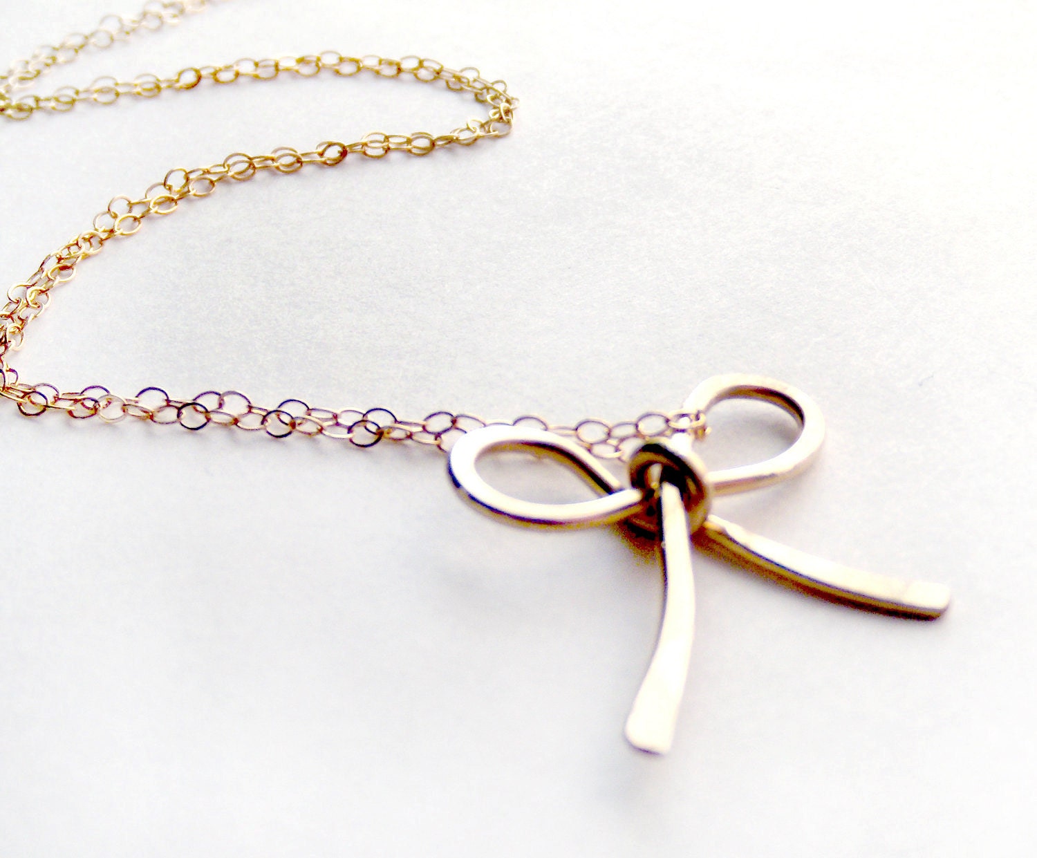 RESERVED Forget Me Knot Bow Necklace x 4 - 14K Goldfill - Hammered Wire