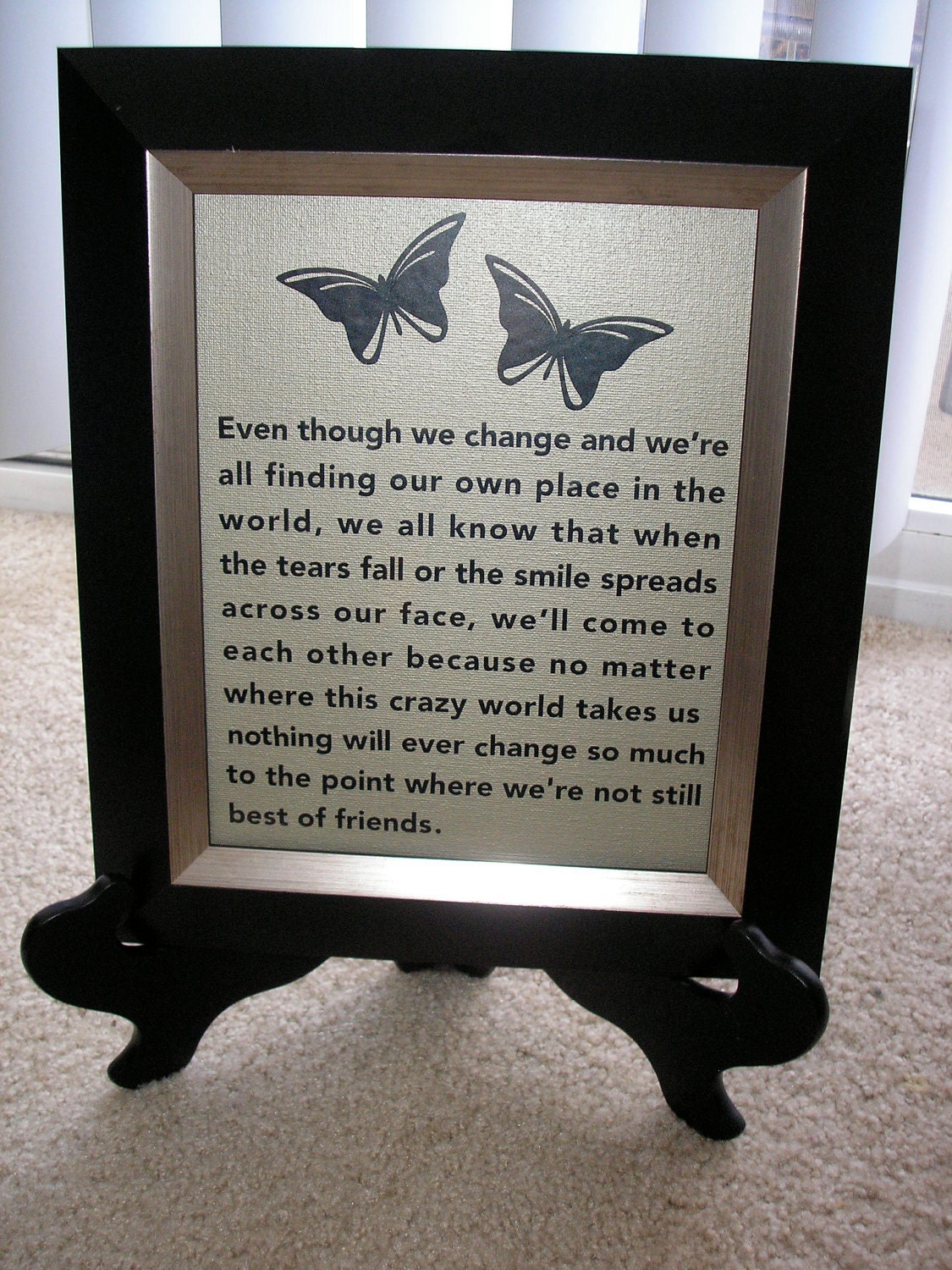 Friendship Butterfly Vinyl Lettering Saying  Canvas Board 8"x10" Picture Great Gift