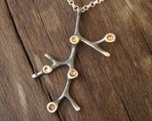 Branch Necklace with Golden Pods and sterling silver chain - thalassajewelry