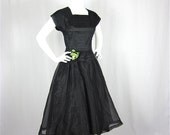 25% Off Storewide Sale  //  Vintage 50s Little Black Party Dress, Sz S