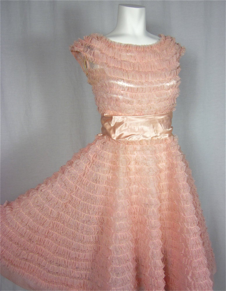 Vintage 50s Take My Breath Away Pink Prom Dress, Sz S