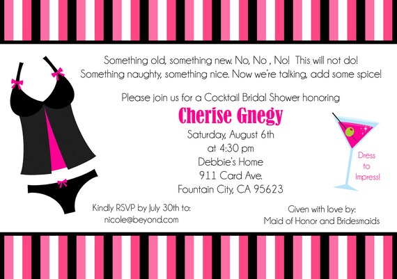 Naughty And Nice Bridal Shower Invitation 5x7 By Pinkdandelions 5430