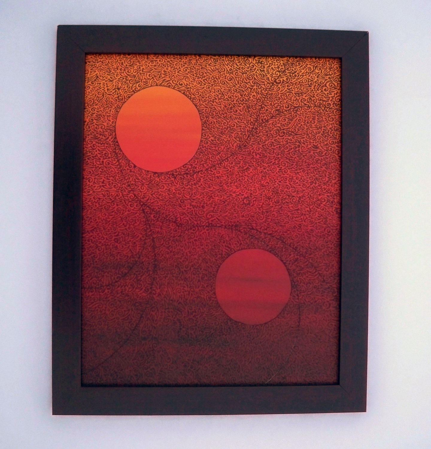 Binary Sunset Original Acrylic Painting - ellemardesigns