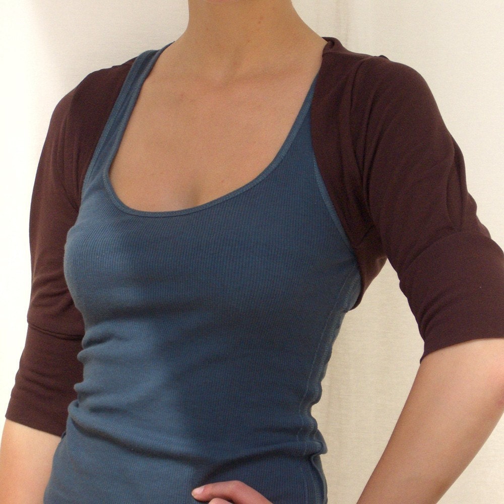 Chocolate brown shrug by janehaydendesigns on Etsy