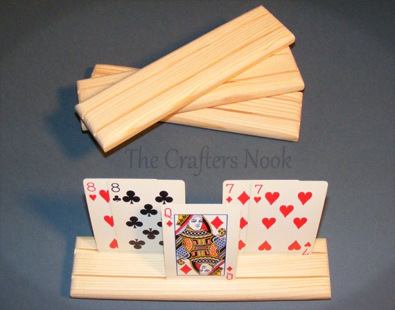 4 Playing Card Holders Rack Arthritis Help Rummy Bridge Canasta Uno Spades Rook - Great Stocking Stuffers