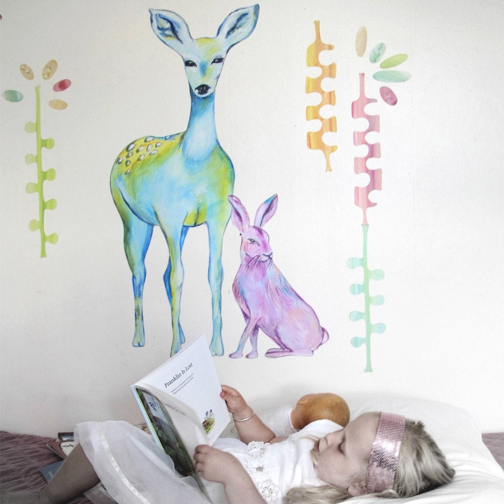 Tia (Deer) and the Forest Keepers - Wall stickers fabric reusable decals