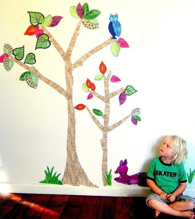 Dear Deer tree - Wall stickers fabric reusable decals