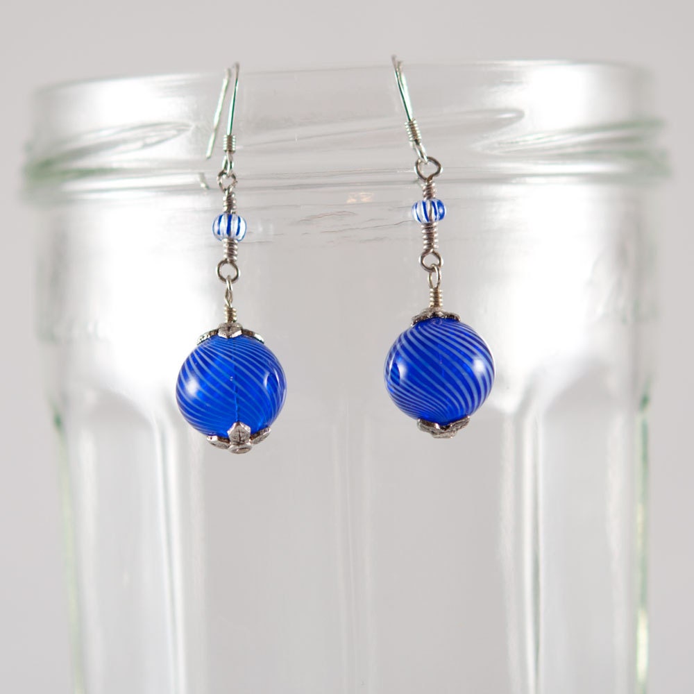 SS Cobalt Globe Earrings