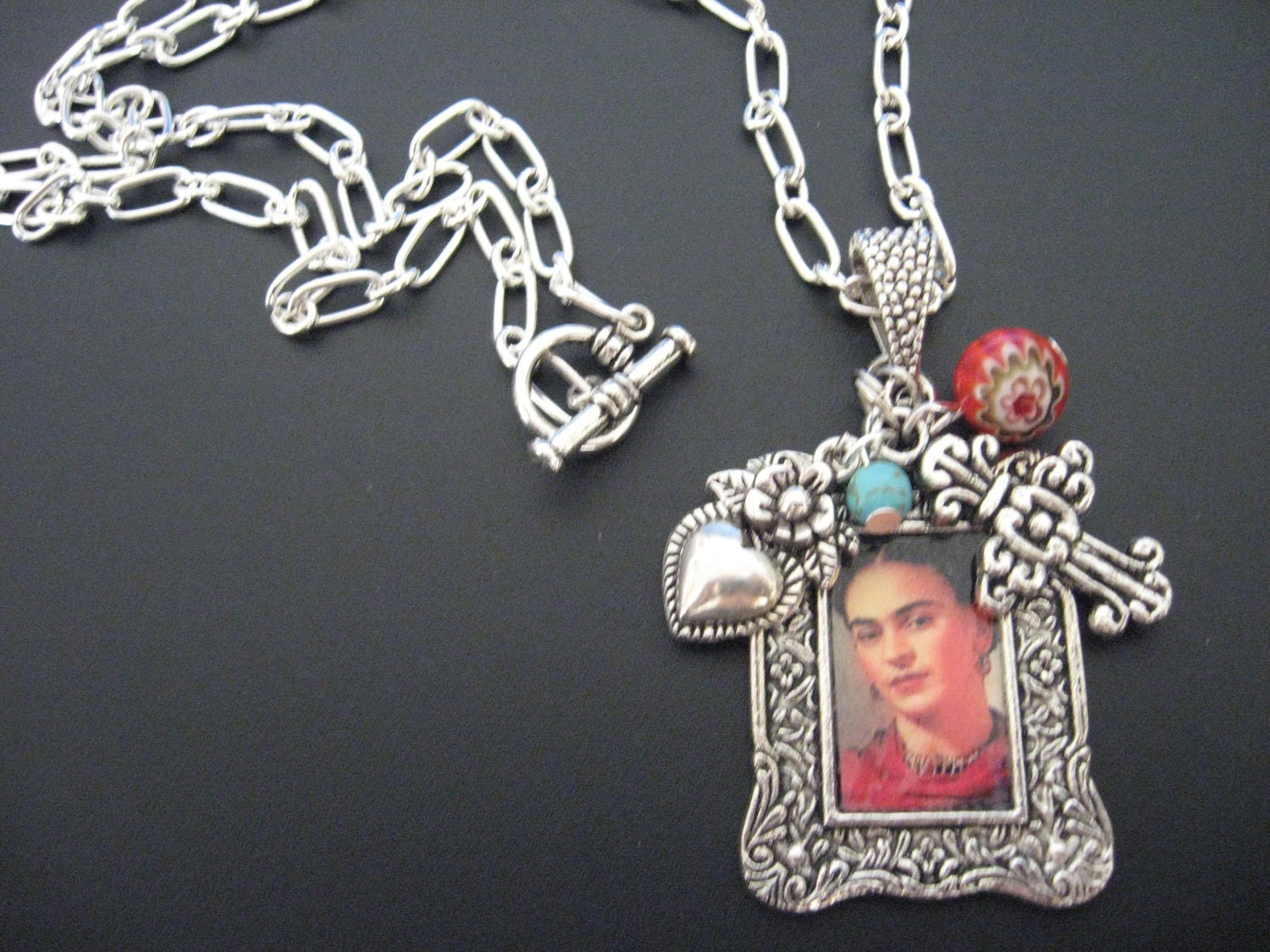 Frida Kahlo Jewelry Necklace - Frida Kahlo Necklace - Southwest Turquoise Necklace