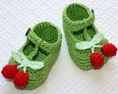 Instant download - SALE - Crochet PATTERN (pdf file) - T-strap Cherry Baby Booties