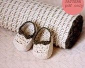 Instant download - Crochet PATTERN (pdf file) - Choco Baby Blanket and Booties