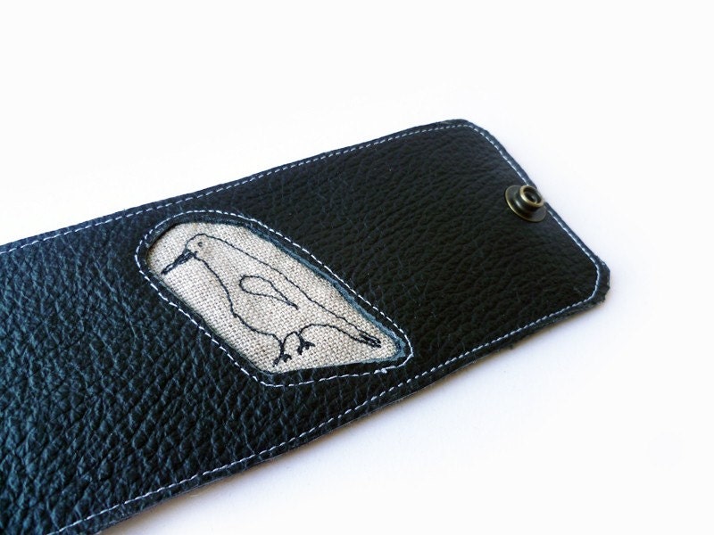bird cuff black leather M
