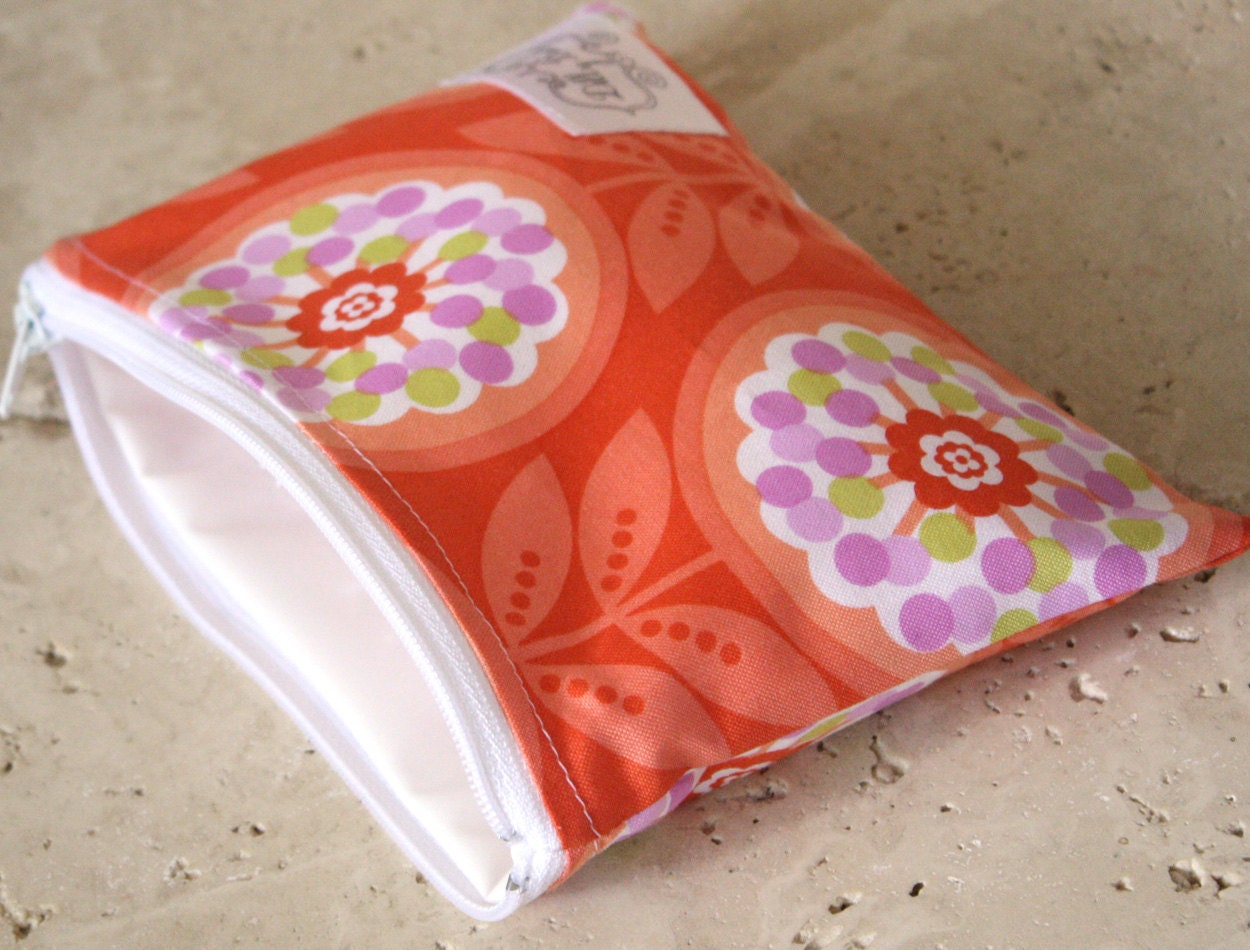 NEW  - Eco Friendly - Snack Bag - Coral Lollipop - Zip Closure - ZIPPERED Pouch