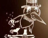 Death Crow Dandy One Original Scratchboard Illustration