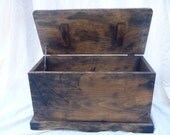 Creepy wood trunk with spiderwebs / large stained blanket chest / upcycled gothic