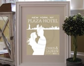 Personalized Wedding & Skyline Silhouette Print, Wedding Keepsake Art Print, Style: Uptown - 8 x 10