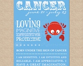 Zodiac Art Print, Cancer  - 8x10 - Archival Giclee Art Print for Nursery / Child's Room