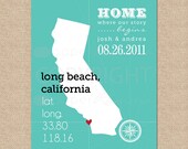 Where our story begins, Custom Wedding Latitude Longitude Art Print - Choose your state & quote - Archival Giclee Art Print - 8 x 10