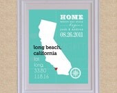 Custom State Latitude Longitude Art Print, Home is where our story begins - Choose your state - Archival Giclee Art Print - 8 x 10