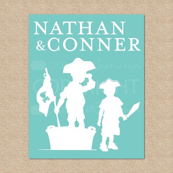 Personalized Silhouette Print // Giclée Art Print for Nursery / Child's Room, 8x10
