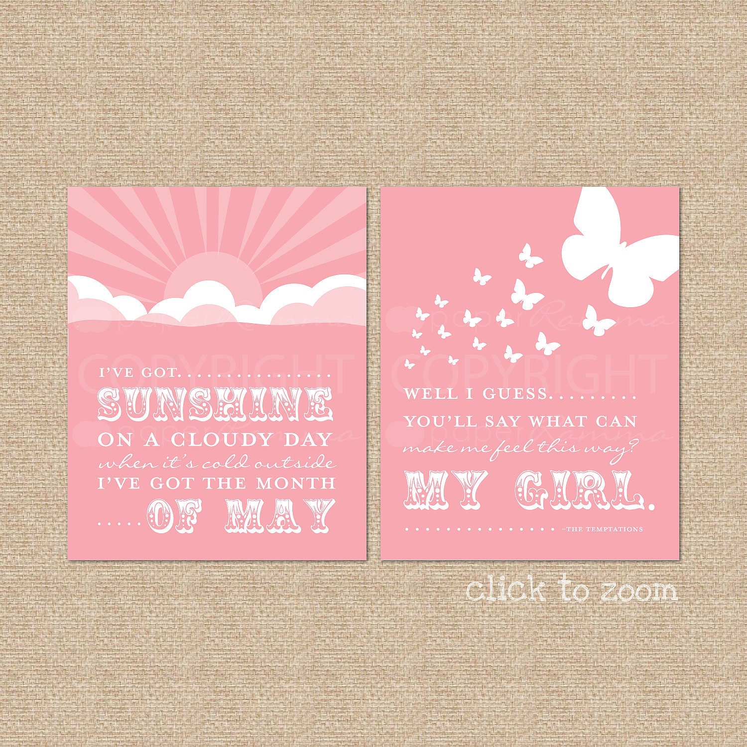 My Girl Art Print Set - 8x10 - Archival Giclee Art Prints for Nursery / Child's Room - Custom Match colors to your room