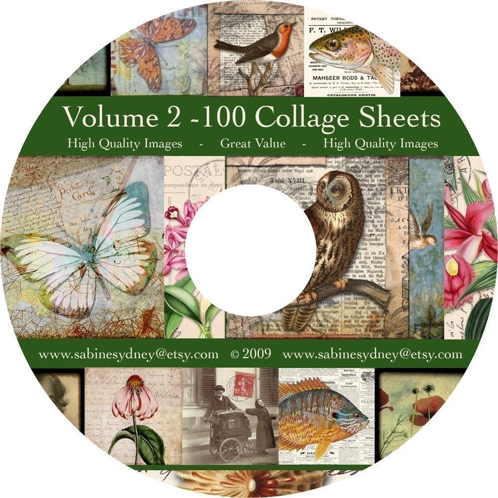 NEW - Volume 2 - Digital Collage Sheet Collection on CD - Pick Your Sheets - 100 Sheets - Just 35.99