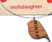 Wooden woodland Bird pendant and choker