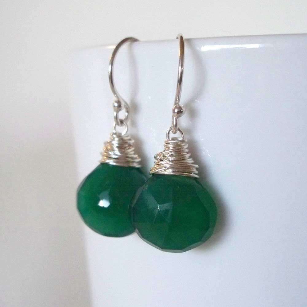 Emerald Green Onyx Earrings