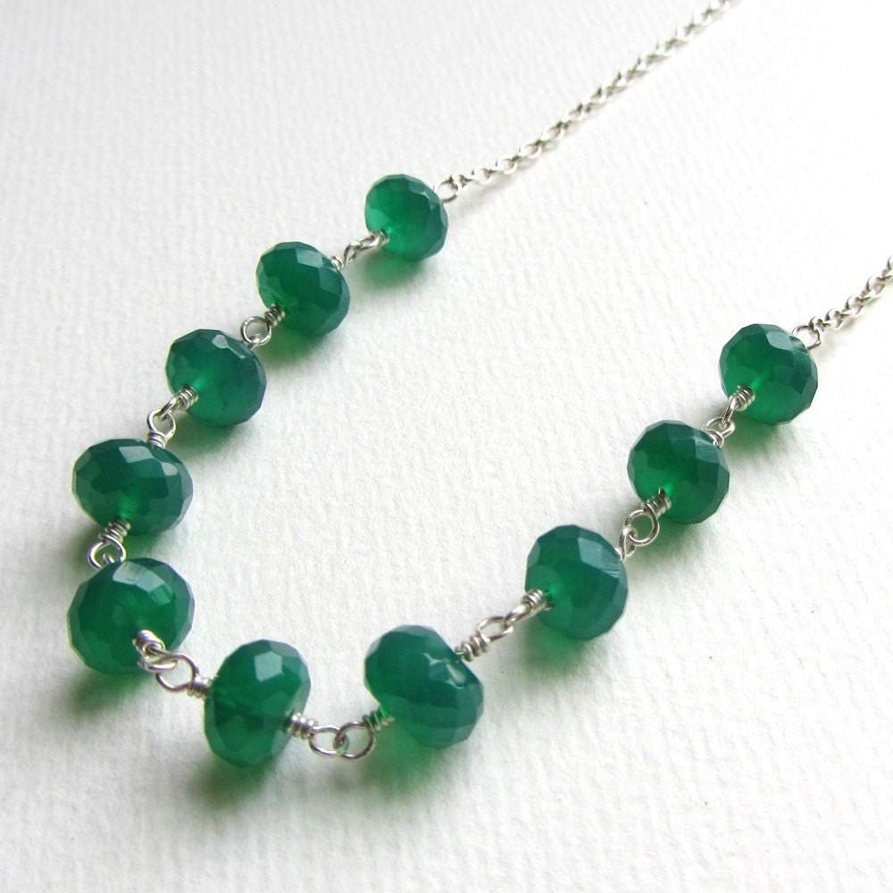 Green Onyx Rondelle Necklace