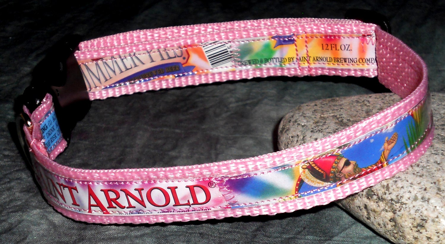 Adjustable Dog Collar from Recycled Saint Arnold Summer Pils Beer Labels