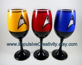 Star Trek inspired, hand painted wine glasses